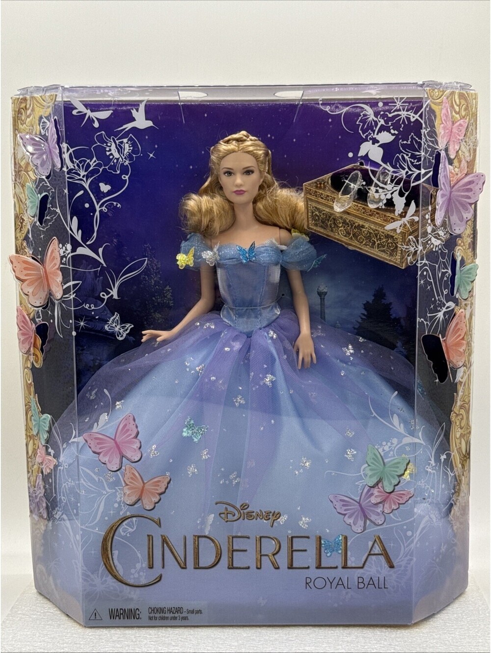 Disney Cinderella Royal Ball Doll 2015 Mattel #CGT56 Blue Dress Butterflies New
